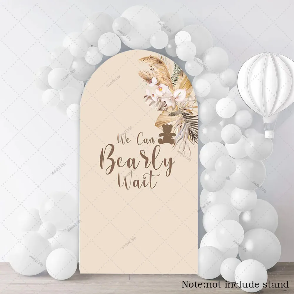 أغطية خلفية على شكل قوس للأطفال من Bear يمكننا الانتظار بحفلة عيد الميلاد وديكور خلفية لحفلات أعياد الميلاد