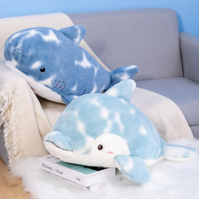 

70-100cm High Quality Large Soft Ocean Animals Stuffed Whale Shark Dolphin Seal Plush Toys Cute Big Sofa Pillow Back Cushions