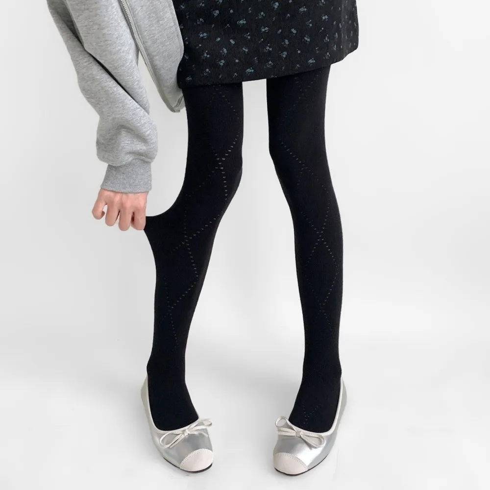 Y2K Fashionable Jacquard Knitted Stockings Breathable High-elastic Argyle Tights Thick Soft Basic Pantyhose Autumn Winter