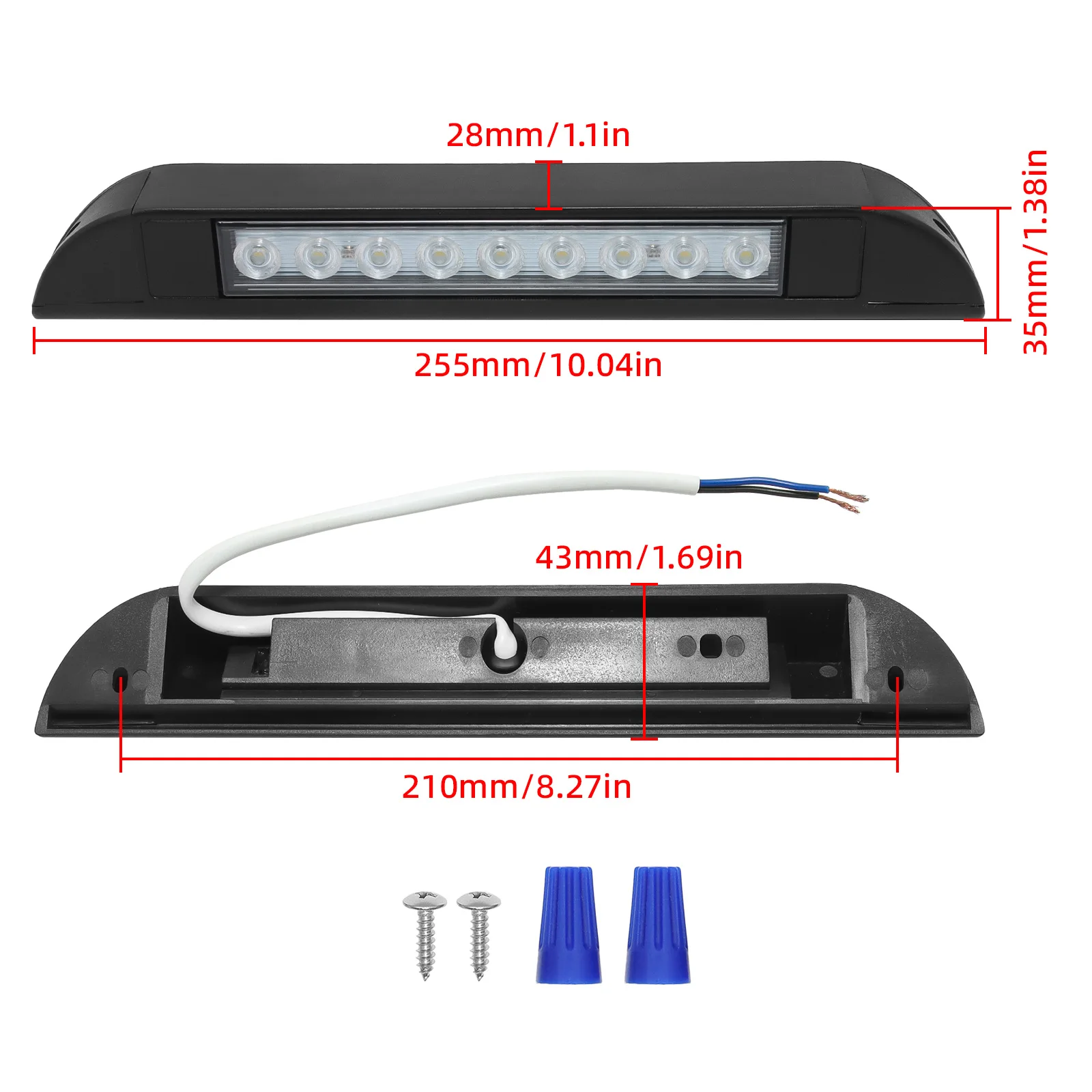 12v/24v LED RV Camper LED Awning Light Caravan Waterproof Exterior Lamps with Holes for Motorhome Van Travel Trailer