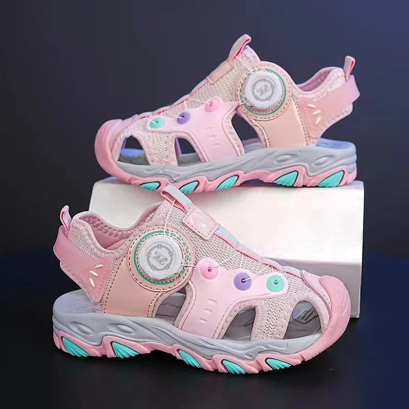 2024 Summer New Breathable Sandals Beach Non-Slip Sandals for Boys and Girls, Baotou Versatile for Middle and Large Children