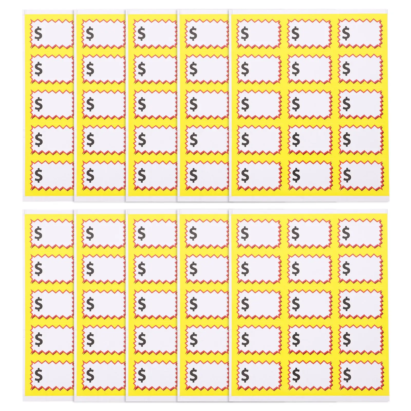 10 시트 가격 스티커 소매 태그 필기 자체 접착 방수 PP 소재 차고 판매 표지판 빈 마당 장식