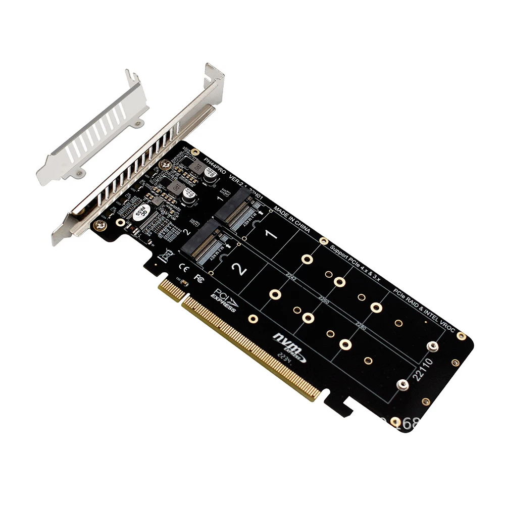PCIE X16 to M.2 M-key NVME Converter 2230 2242 2260 2280 NVME 4pcs SSD 2U Server 4.0 Bifurcation RAID Controller Expand Card