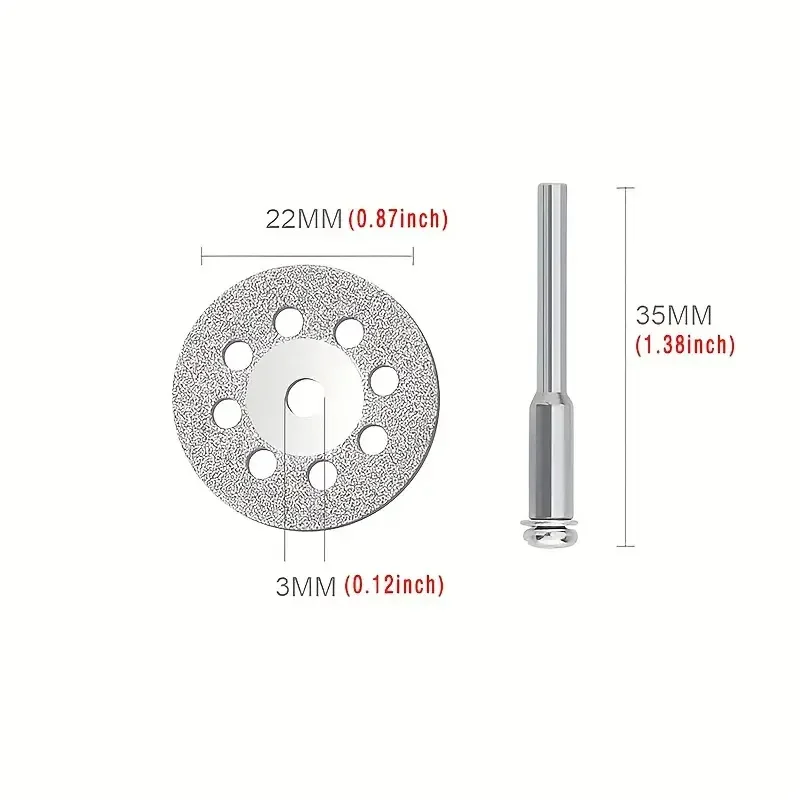 10Pcs 16-30mm Mini Sharp With Hole Diamond Cut Off Rotary Tool Cutting Disc Disks DIY Tools Accessories For Dremel With 2Pcs Rod