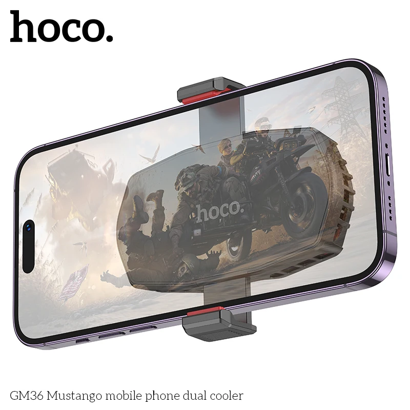 HOCO GM36 Dual-Lüfter für Telefon, Eiskühlung, universeller Handy-Kühler, langlebig, stärker, kühlender Luftventilator, Digitalanzeige – Detail 2