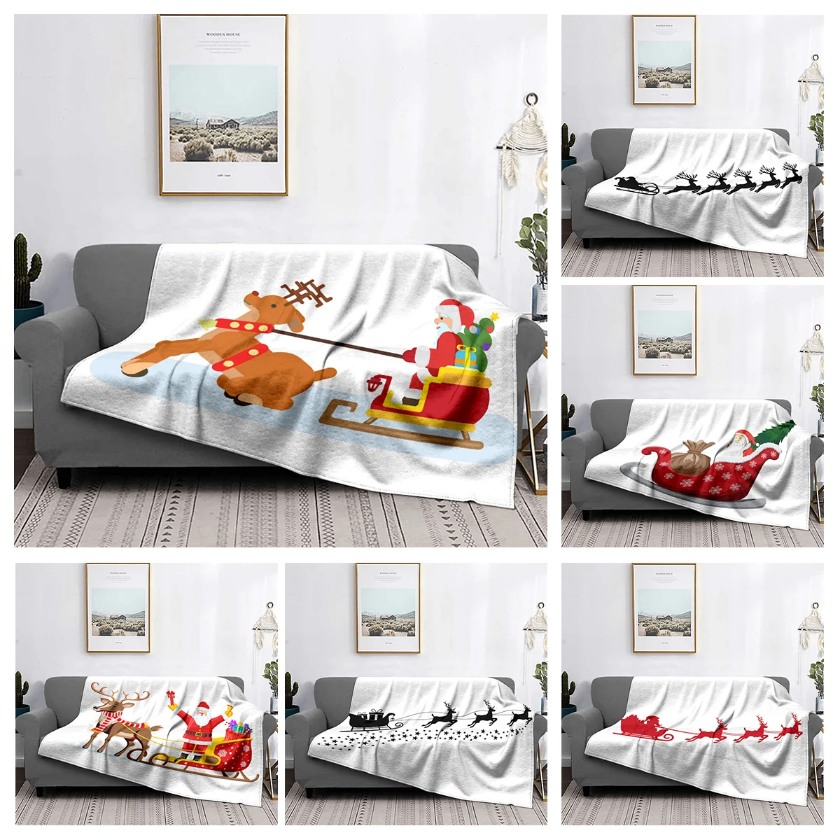 Home decoration plush Throw Sofa blanket Bedspread bed fluffy soft blankets decor Plaid Modern morandi winter Merry Christmas