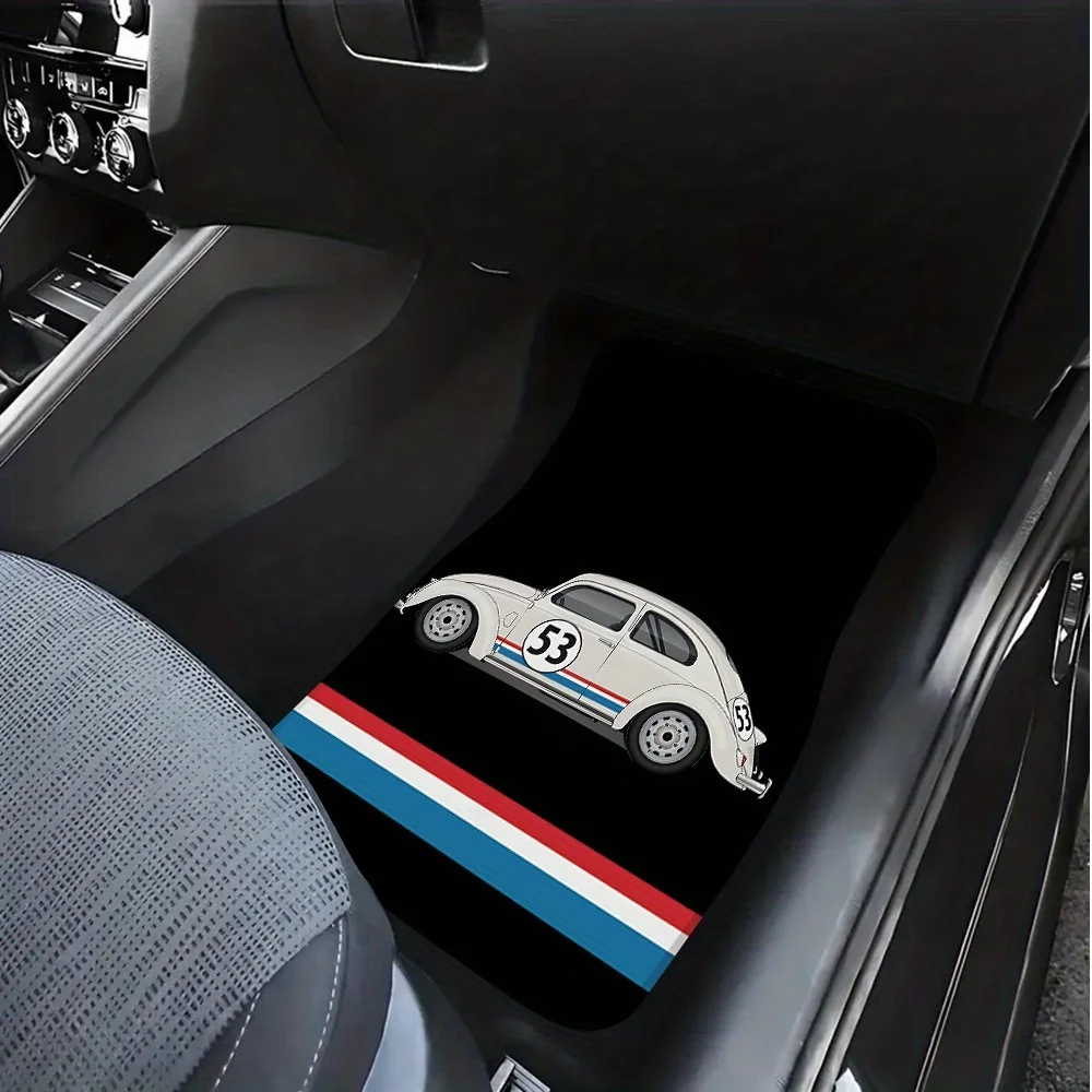 Distinctive Vintage Beetle Car Floor Mats, Complete 4pcs Set For Full Coverage, Elegant Option For Vehicle Interior Upgrade, Tre