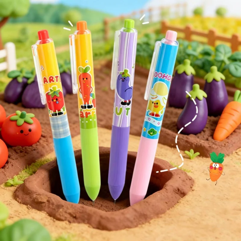 

36pcs/lot Kawaii Vegetable Fruit Press Gel Pen Cute 0.5mm Black Ink Signature Pens Promotional Gift Office School Supplies