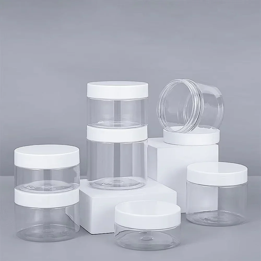 

12pcs/lot 250ml 200ml 150ml 100ml 50ml Face Cream Jar Empty Plastic Cosmetic Makeup Bottle Transparent Storage Container Travel