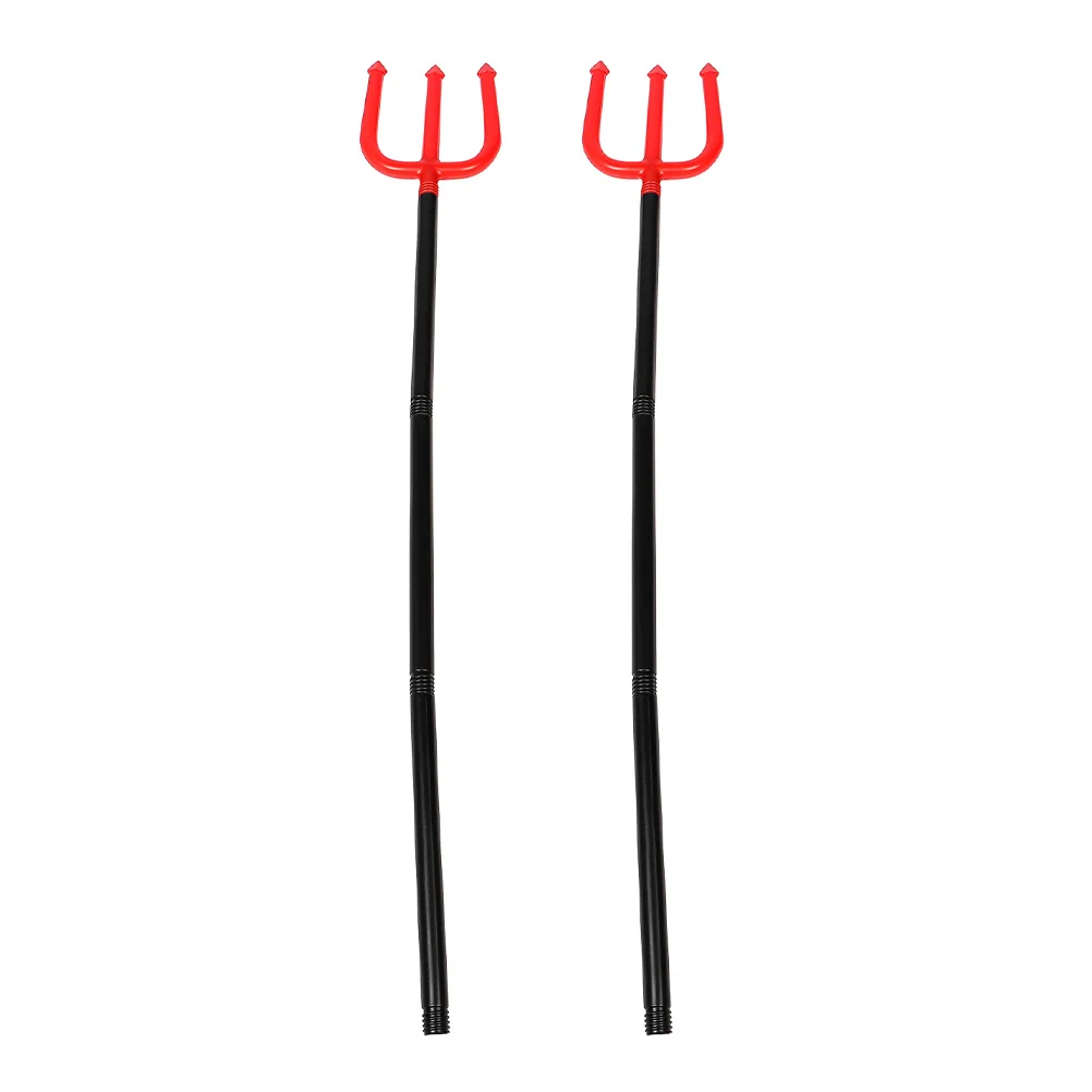 

2Pcs Demon Prop 42.8 Inch Adjustable Handle Detachable Devil Costume Accessory Halloween Cosplay Party Fork