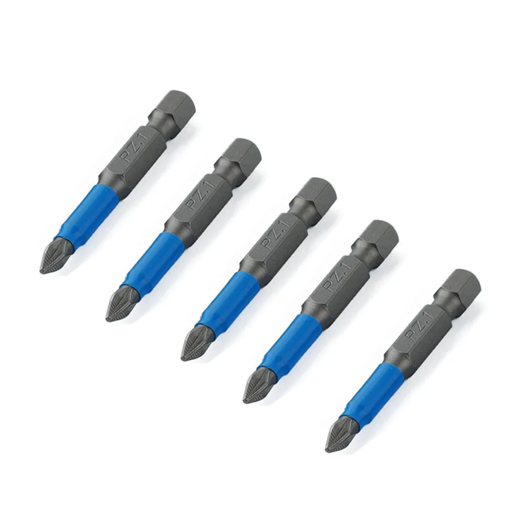 

Durability Screwdriver Bit Set Electric Tools 50mm Length 5pcs Blue+Silver High Snap Magnetic Non-slip PH1 PH2