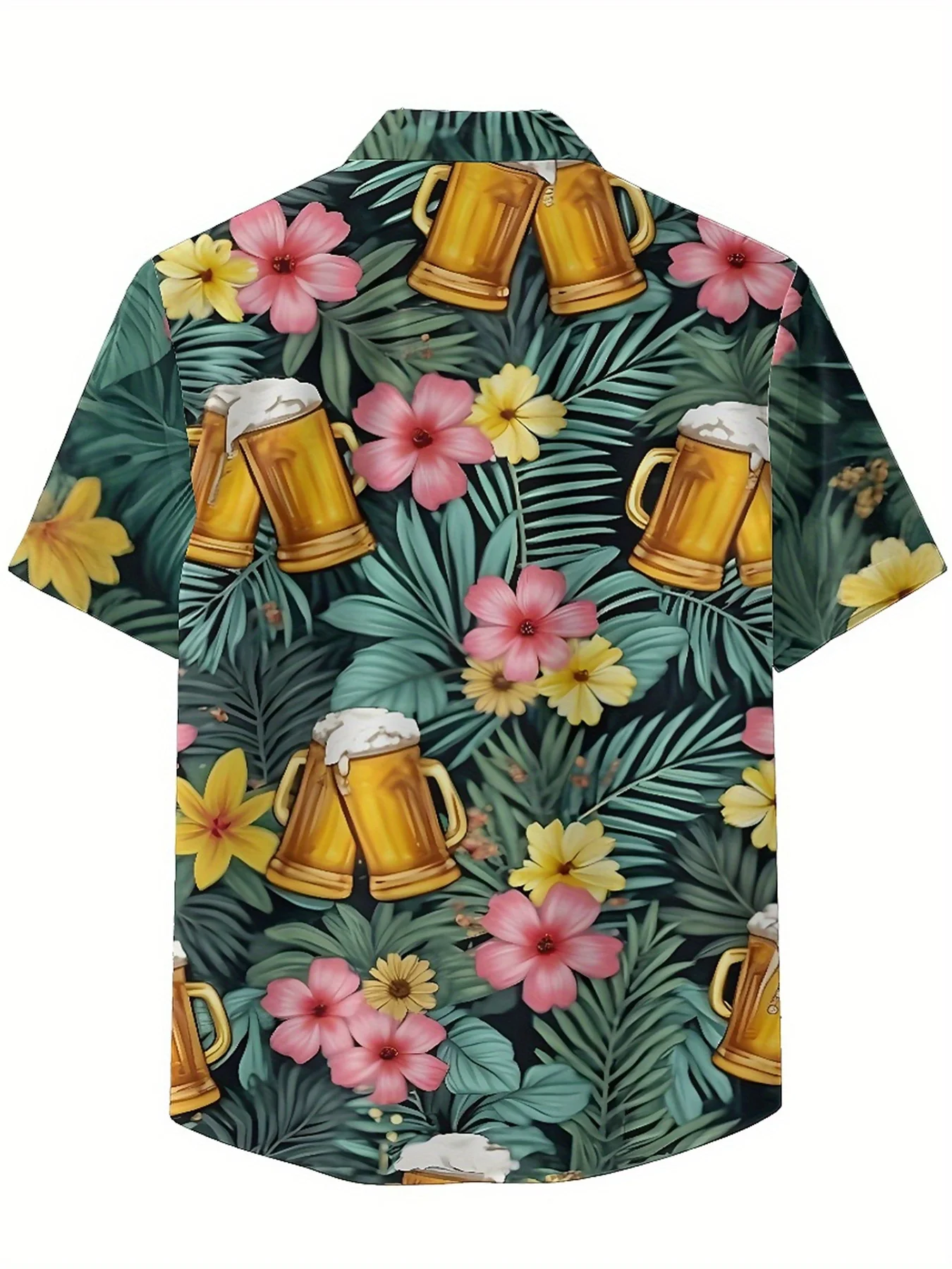 Men's Plus Size Hawaiian Shirts Tropical Beer Party Theme pattern, Button Up Shirts, Unisex Casual Clothing, Summer Tops