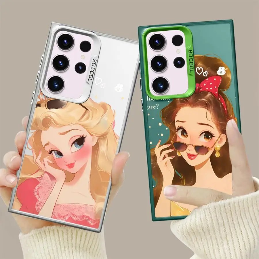 Shockproof Case for Samsung Galaxy S23 S24 S22 Ultra S20 FE S21 Plus Note 20 Silicone Phone Cover Sunglasses Disney Princess