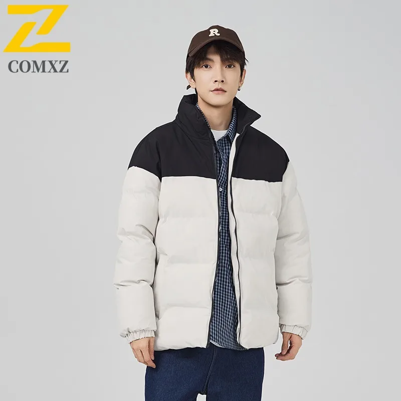 

COMXZ Men Padded Jacket High Quality Stand Collar Outdoor Riding Windproof Warm Parka Fashion Travel Comfort Winter Padded Coat