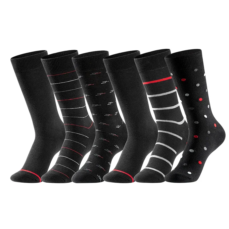 

6 Pairs High Quality Business Men Socks Cotton Casual Soft Compression Fashion Design Brand Male's Black Plus Size Dress Sock