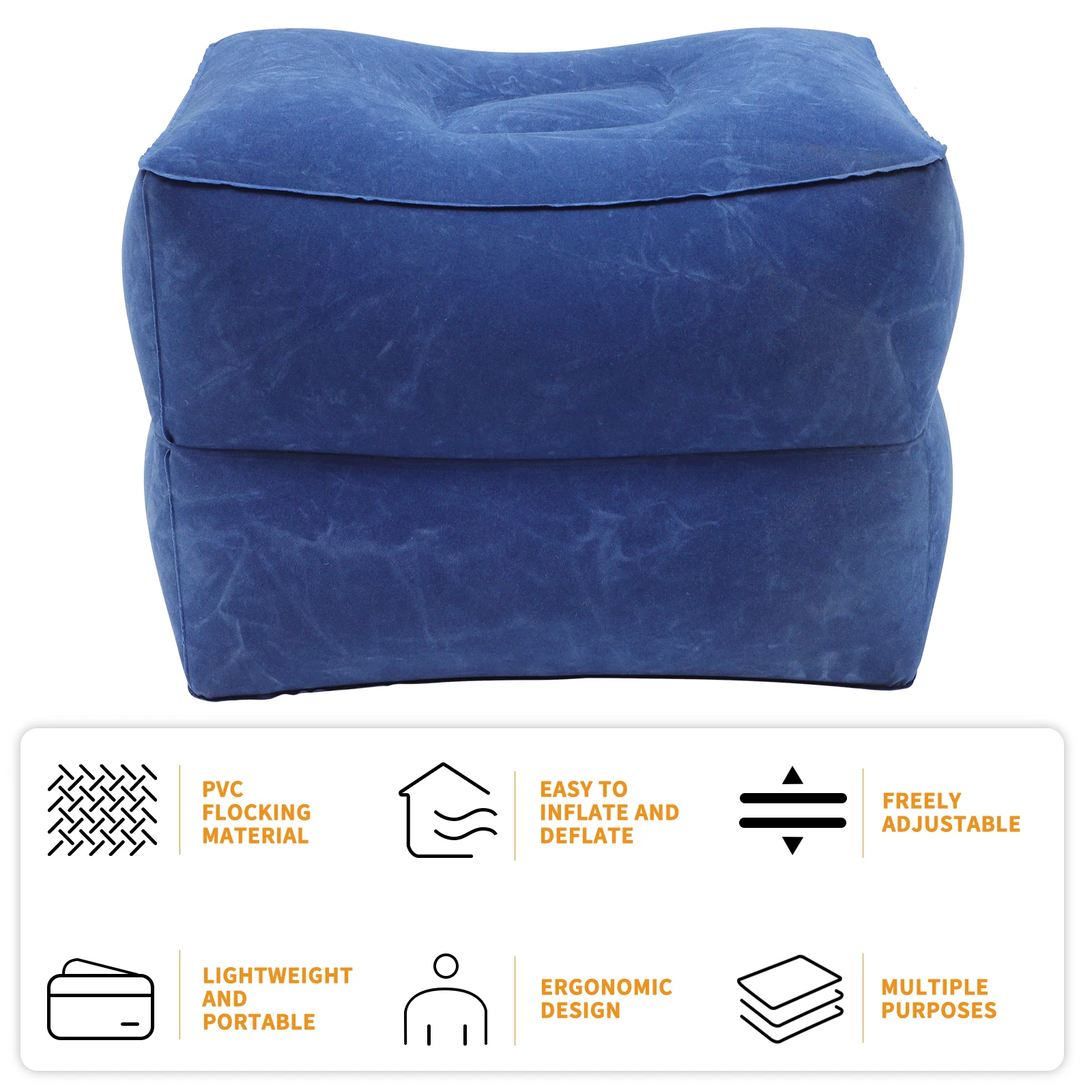 

Inflatable Foot Rest Pillow Travel Leg Support Airplane Train PVC Flocking Portable Kids Platform Foldable Bed