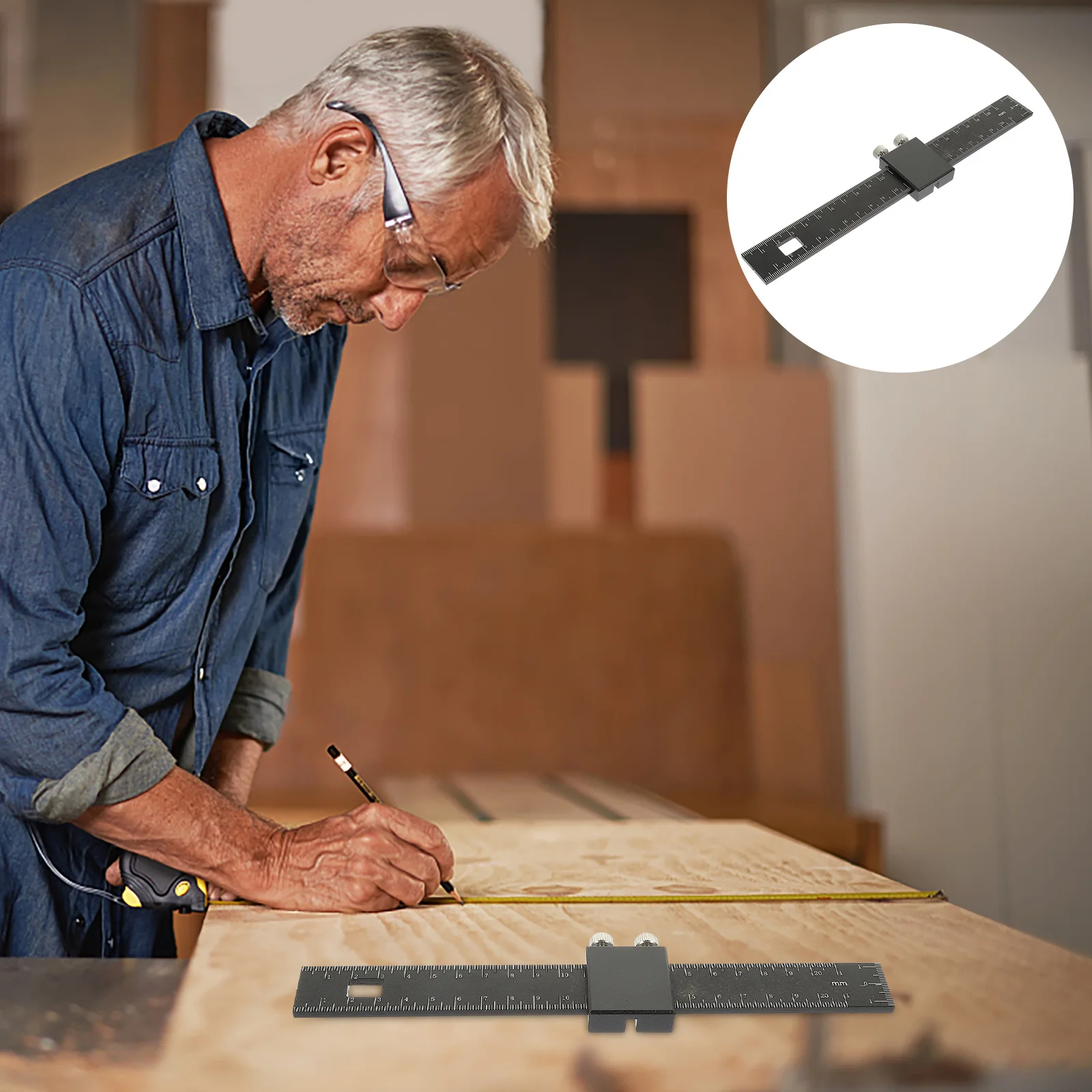 

Professional Woodworking Slide Ruler Metal Measuring Carpenter's Marking Gauge Precision Adjustable Ruler for Construction DIY