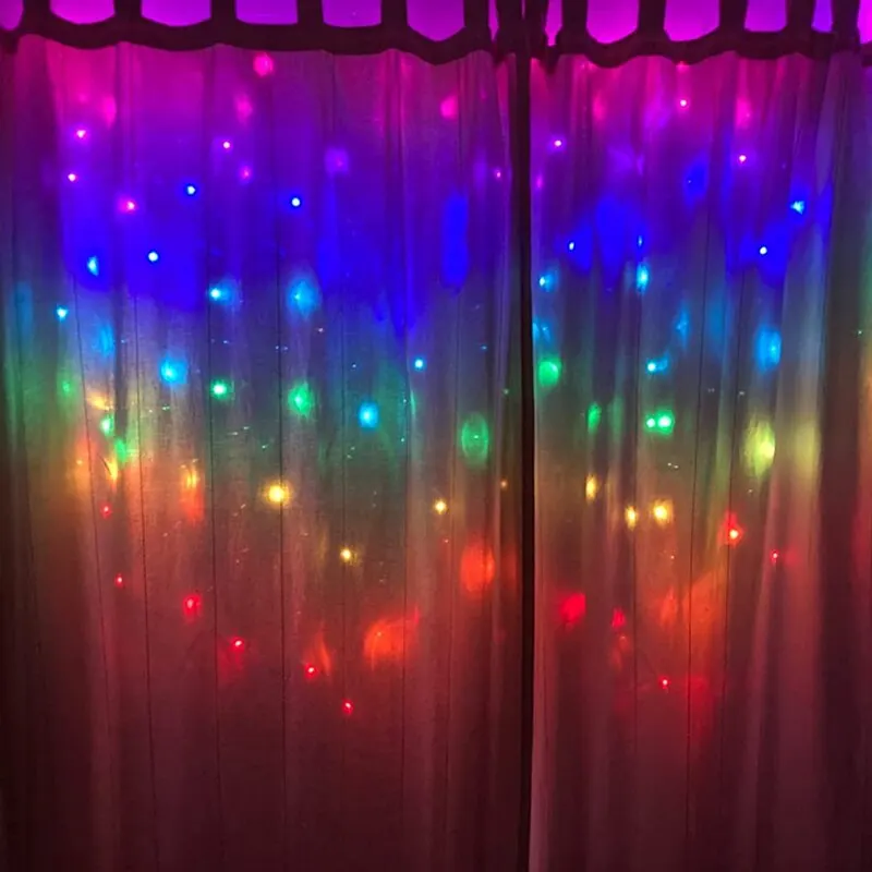 RGB 3x1m Curtain LED Light Christmas Decoration Holiday Home Bedroom Wedding Fairy Garland Lamp USB Plug With Remote