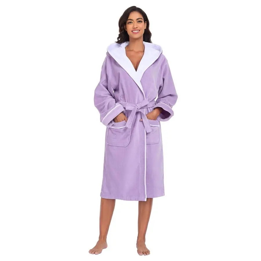 

Женский халат из 100% хлопка, OEKOTEX, махровый велюр, длина до колена, маломерит, размер на размер больше