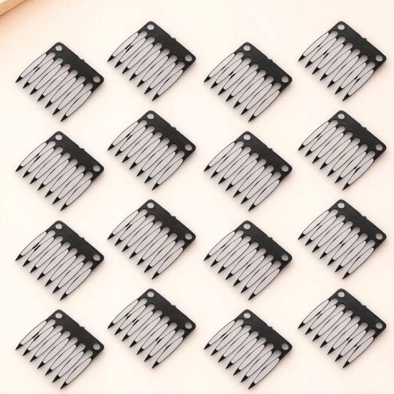 

100 Pcs Snap Comb Hair Clip with Net Barrette Black Clips for Wigs Extension Cap Holder