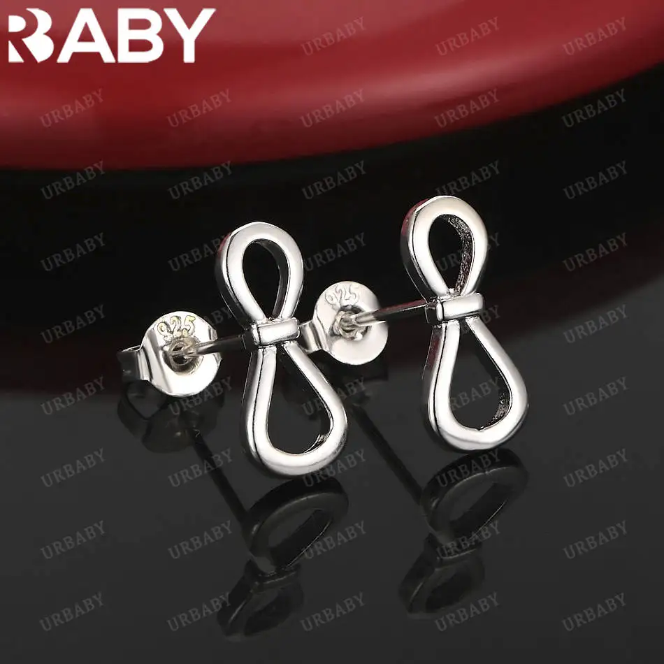 

URBABY 925 Sterling Silver Bow Earrings Stud Earrings For Women Anniversary Gift Popular Wild Fashion Romantic Jewelry