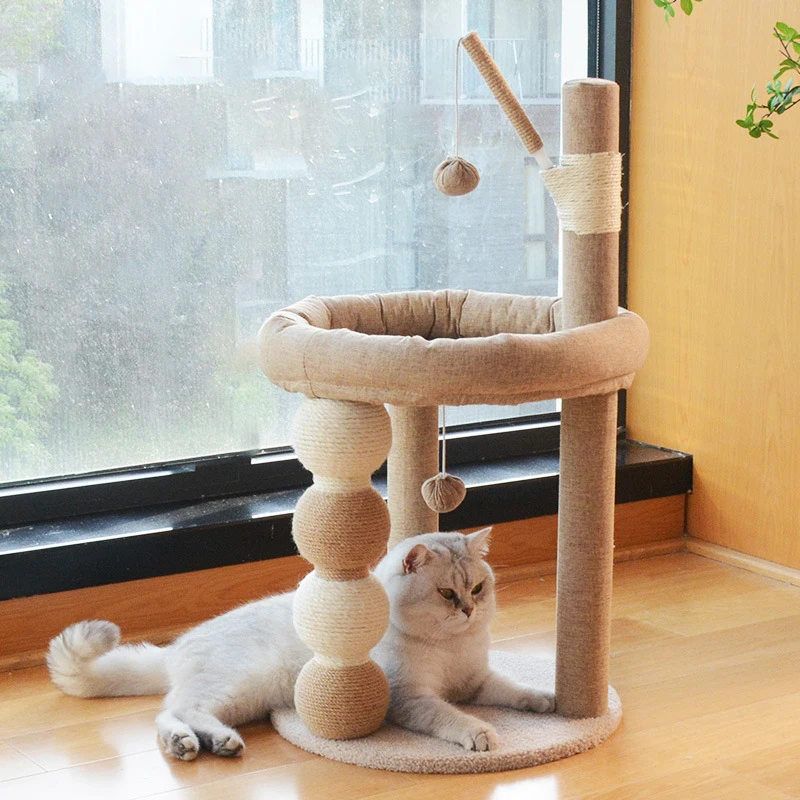 Indoor Pet Bed Toy Cat Scratcher Tree with Cute Sisal-Covered Post Plush Ball for Kitten  Products