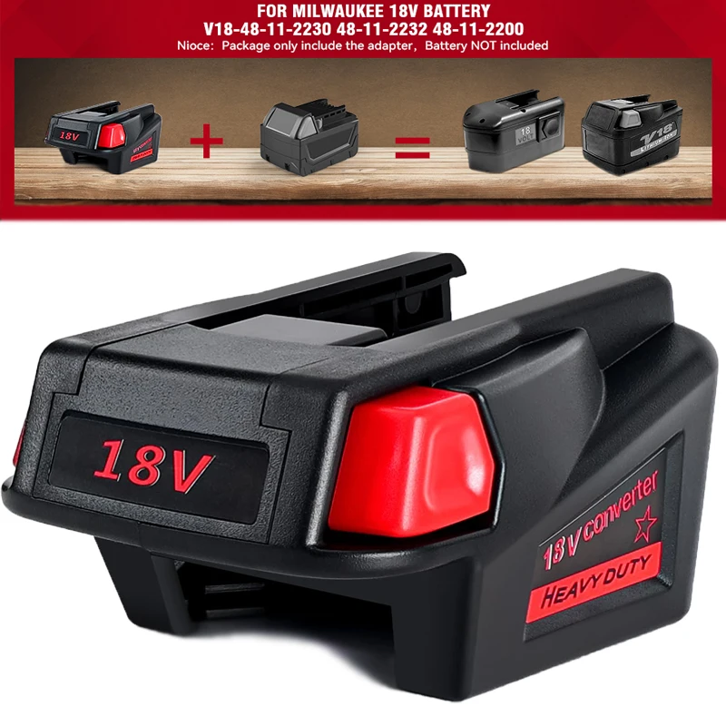 Adapter Converter for Milwaukee 18V NI-CD Power Tools Compatible for Milwaukee 48-11-1815 48-11-1850 18V Lithium-Ion Batteries