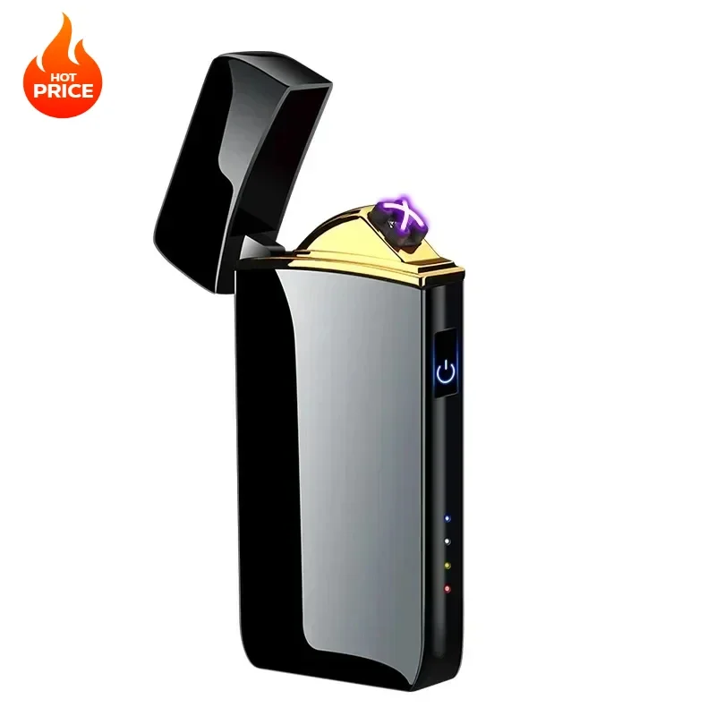 Double Arc Plasma Lighter Metal Electric Lighter, Windproof Cigarette Lighters Rechargeable USB Smoking Accessories Men Gift