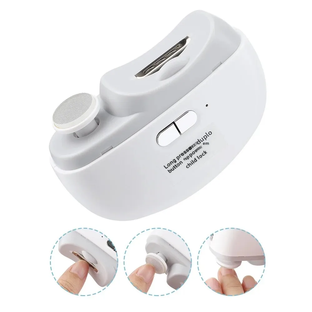 Cortador de unhas elétrico para bebês e adultos, 2 velocidades, aparador de unhas recarregável com luz, ferramenta de manicure 2 em 1 para lixar e polir.