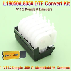 L18050 L8050 Dtf Conversion Kit 2 in 1 Rip Software Nozzle Cover Manifold Adaptor With Damper XP600 Printhead DTF Ink Dumper Kit