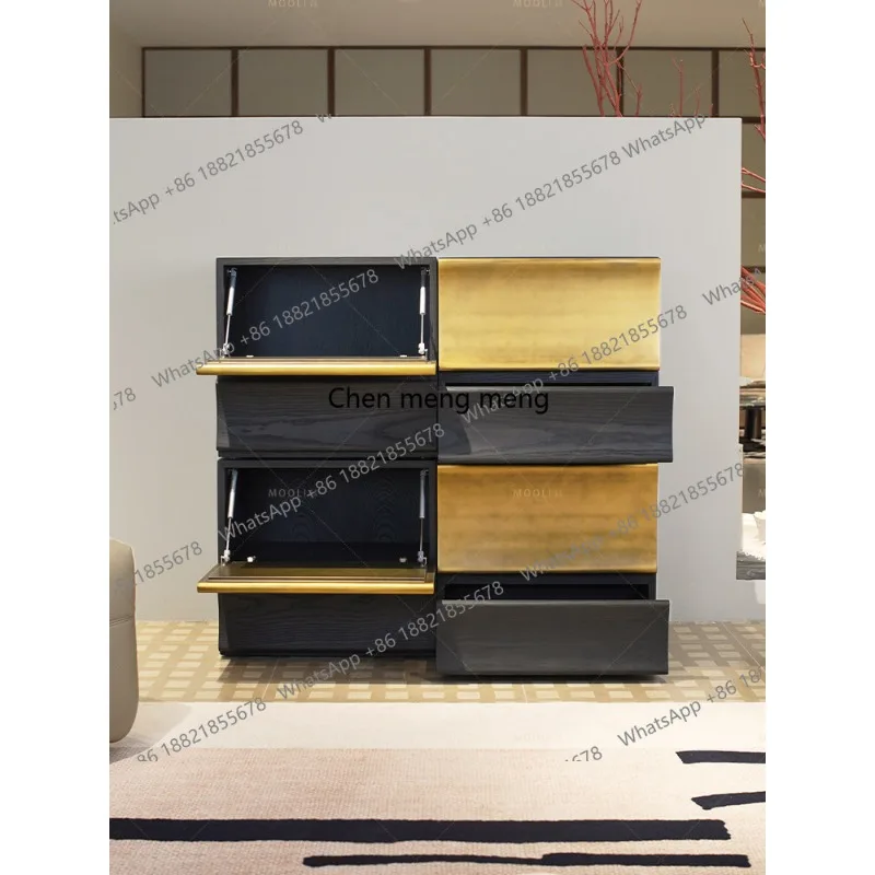 Solid wood chest living room against the wall storage, retro bedroom multi-layer, cabinet