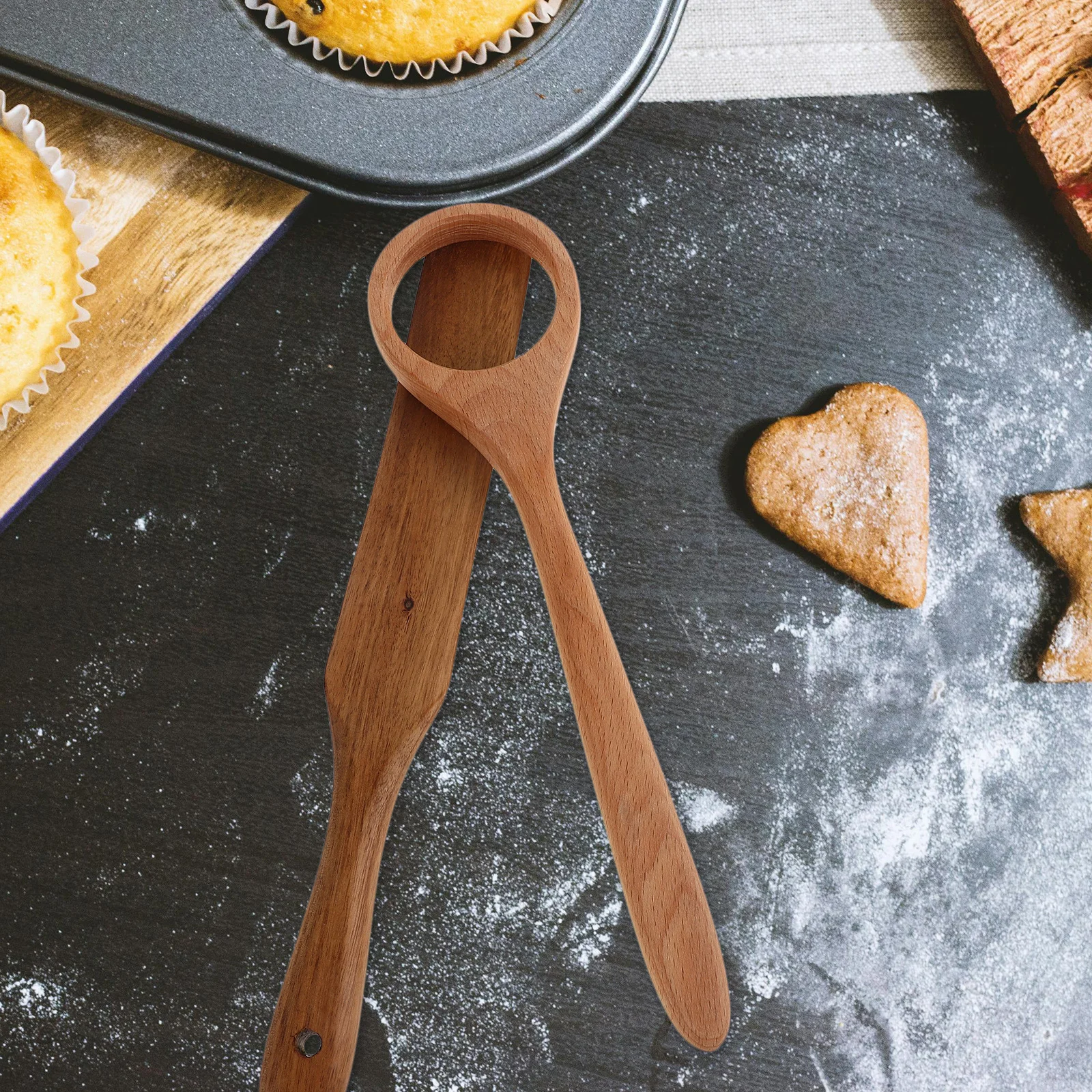 

1 set Wooden Danish Dough Whisk Ergonomic Non-Stick Mixing Tool For Sourdough Bread Baking Kitchen Multi-Use Stirrer Rod Dough