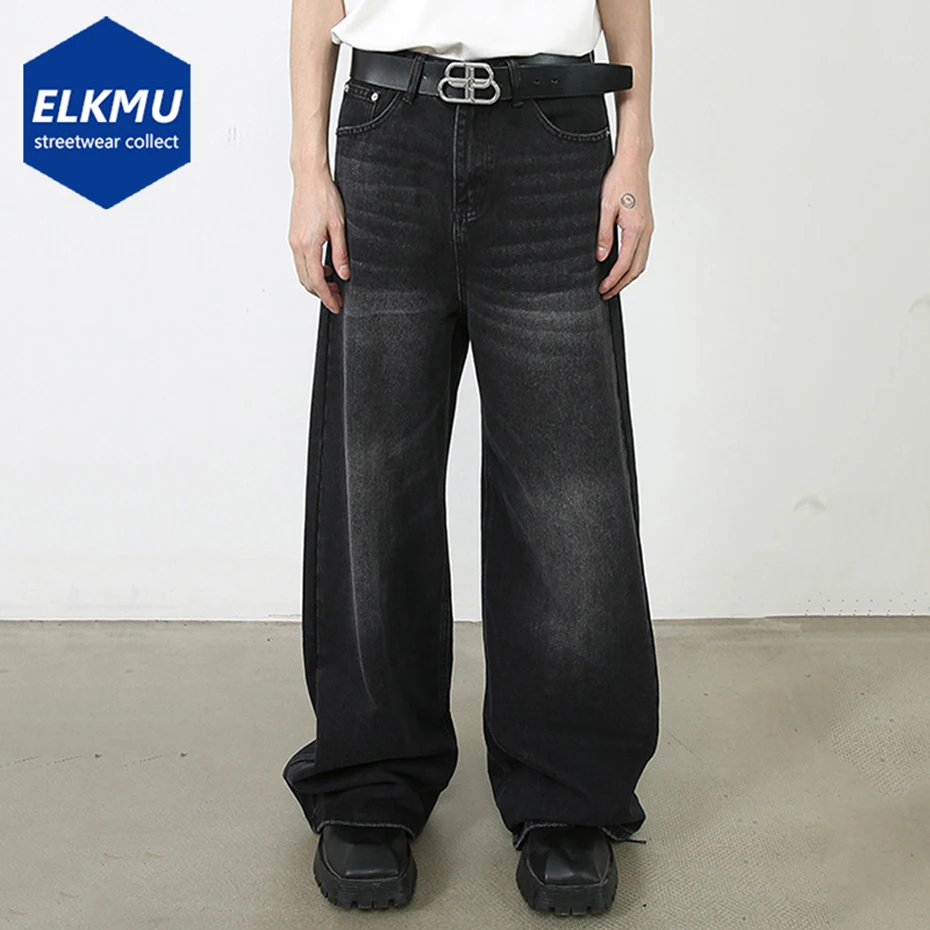 

Vintage Baggy Jeans Men Black Blue Loose Straight Denim Pants Streetwear Retro Jeans Trousers Hip Hop Harajuku