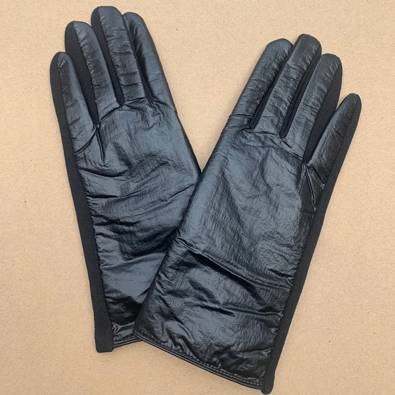 Winter Thicken Women Gloves All Fingers Touch Screen Warm Hand Cycling Driving Mittens Female Fashion Glossy Windproof Gloves