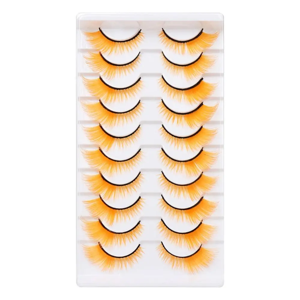 10 Pairs Colored False Eyelashes Eyelash Extension Thick Fluffy Lashes Cat Eye Eyelashes Reusable Exaggerated 3D Mink Lashes