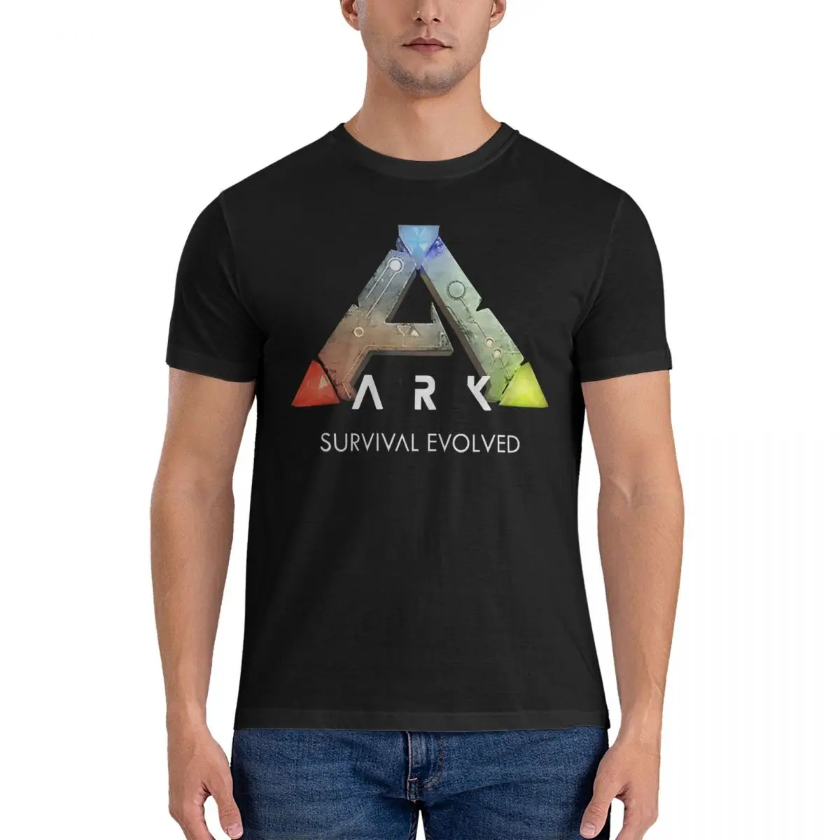 Men's T-Shirts ( Black ) Awesome 100% Cotton Tees Short Sleeve ARK Survival Evolved T Shirts Round Neck Clothing Printed