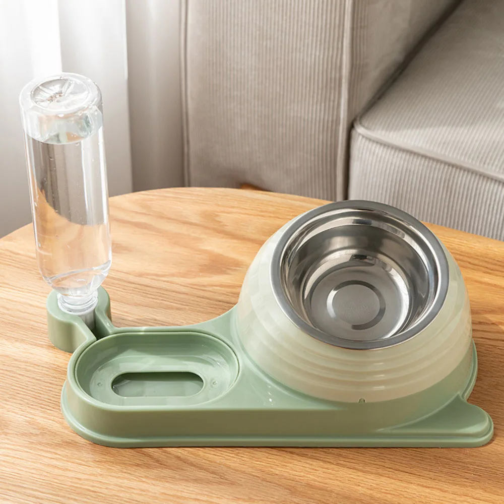 Pet Slow Feeder Bowl Water Dispenser Set - Anti-Spill Double Bowl for Dogs Cats, Food Water Combo, Non-Slip Pet Feeding Supplies