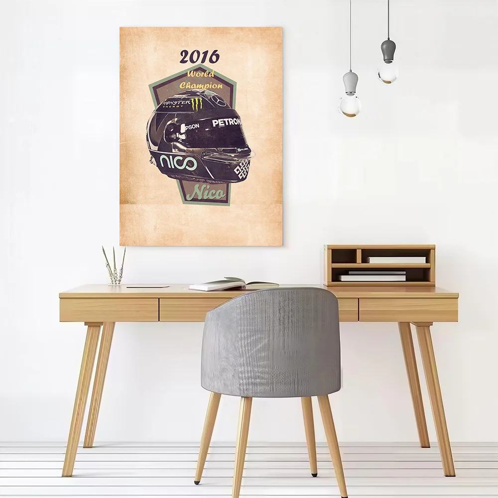 Nico Rosberg Helmet Printed Canvas Wall Art Customizable Paintings Poster Perfect Gift for Specialty and Themed Home Decor Mural
