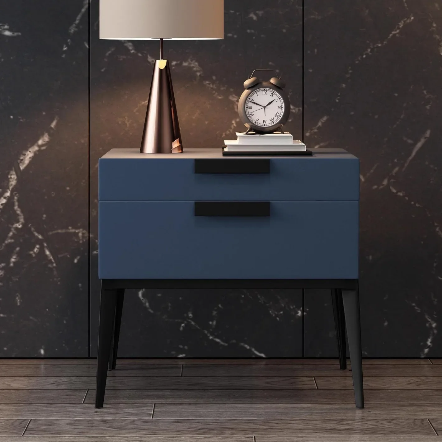Nordic solid wood bedside table Modern simple light luxury solid wood bedside cabinet Storage locker Bedroom leather side cabine