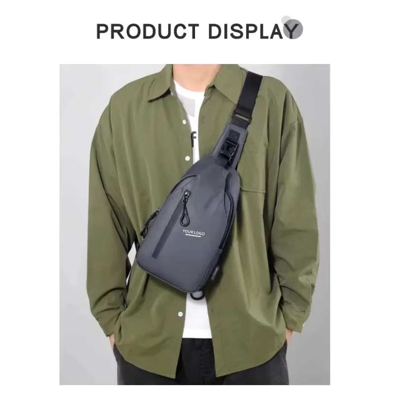 2026 new waterproof PU leather crossbody breast bag custom logo anti-theft men's shoulder bag
