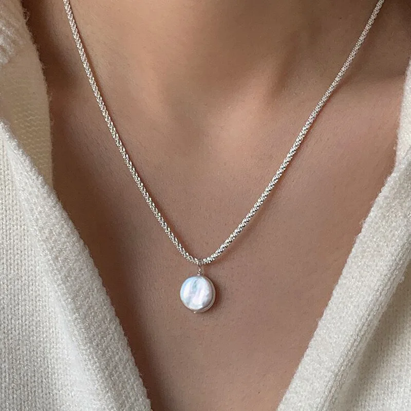 

New 925 Sterling Silver Pearl Necklace Personality Simple Charming Women's Pendant Choker Birthday Gift Exquisite Jewelry