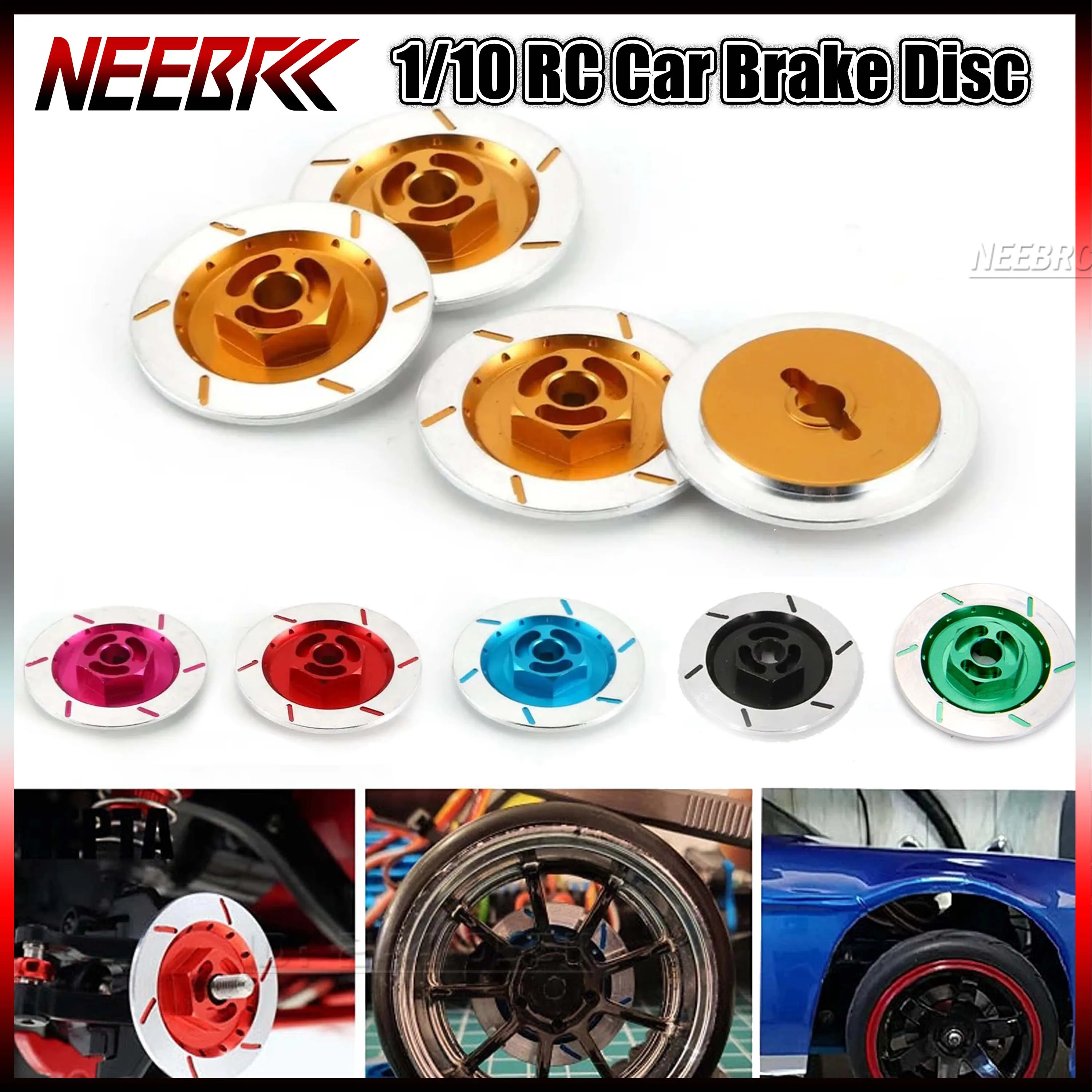 4 Stück NEEBRC Bremsscheiben Aluminiumlegierung Felgenantriebsbox Metall-Sechskant-Nabenadapter 12mm für 1/10 Tamiya TT02 HSP 94123 RC Auto-Ersatzteil