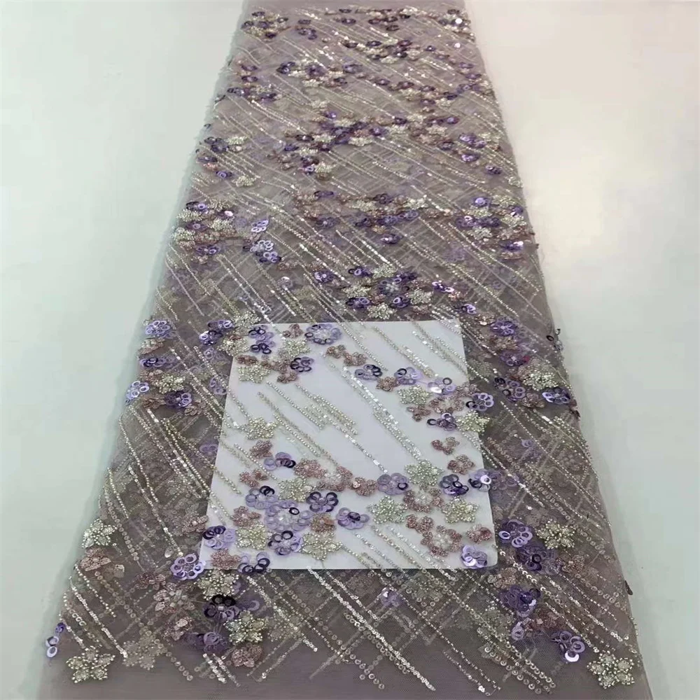 

African High Quality African Lace Fabric French Net Sequins Fabric Sewing Embroidered Lace Tulle Nigerian Lace Fabric xh-0350
