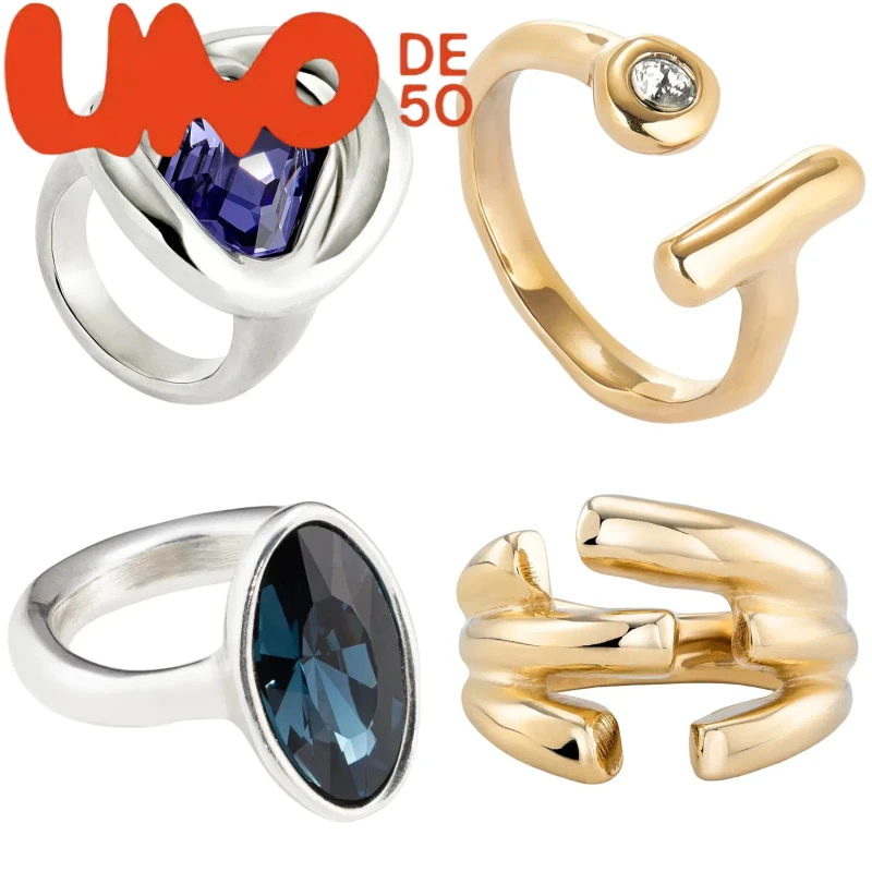 مجوهرات UNOde50 الفاخرة: خاتم فضي وذهبي عيار 18 قيراط، سعر مخفض لعشاق الموضة