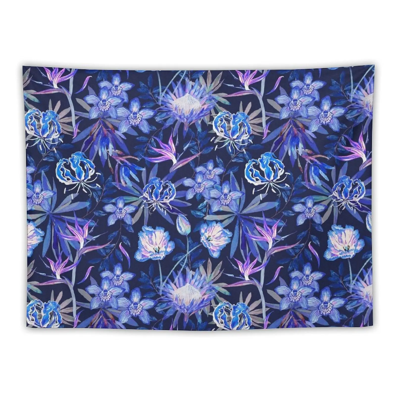 

Tropical floral blue lilac repeating pattern Tapestry Home Supplies Home Decor Accessories Tapestry