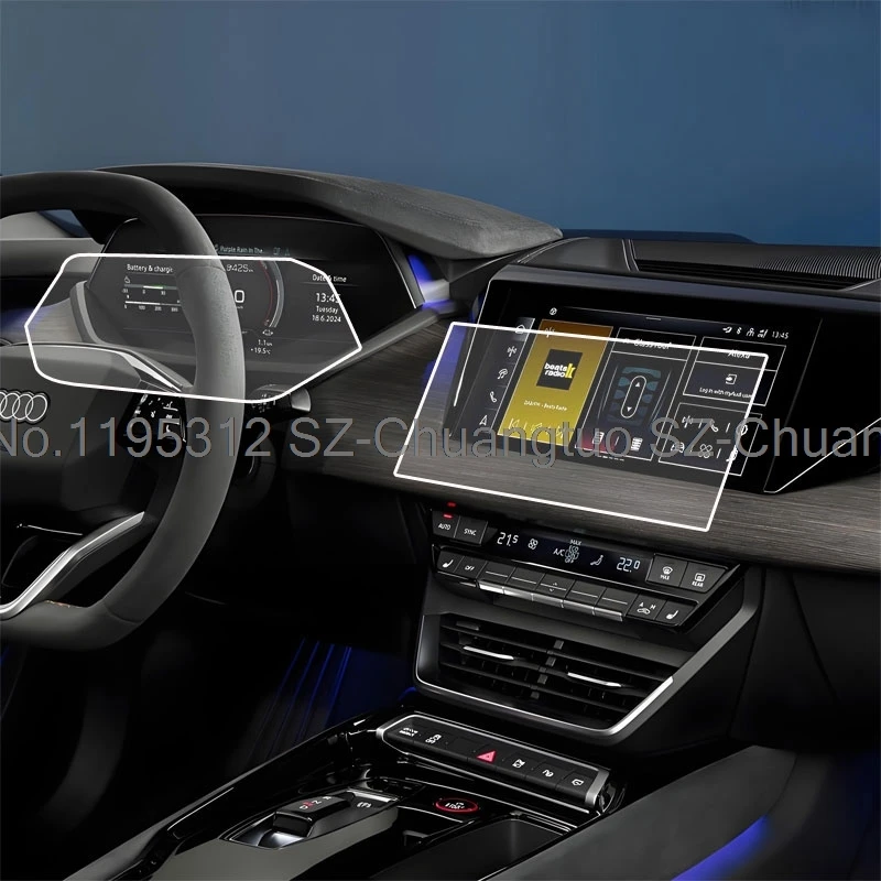 واقي شاشة من الزجاج المقسى لسيارة Audi S e-tron GT RS e-tron 2024 2025 10.1 بوصة نظام ملاحة GPS للسيارة ولوحة القيادة الواقية