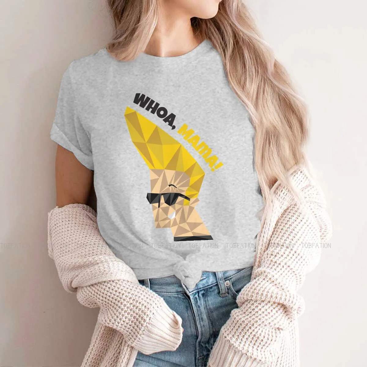 Johnny Bravo Bravo Cartoon 100% Cotton TShirts Cute WHOA MAMA  Print 4XL 5XL Homme T Shirt New Trend Clothing