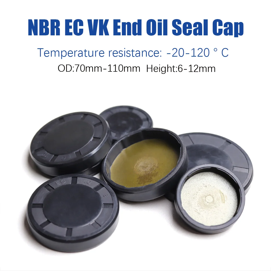 1Pcs  Black EC End Cap NBR Nitrile Oil Seal Cap OD 70/72/75/80/85/90/100/110mm Height 6/7/8/10/12mm VK Gland Retarder Oil Cap