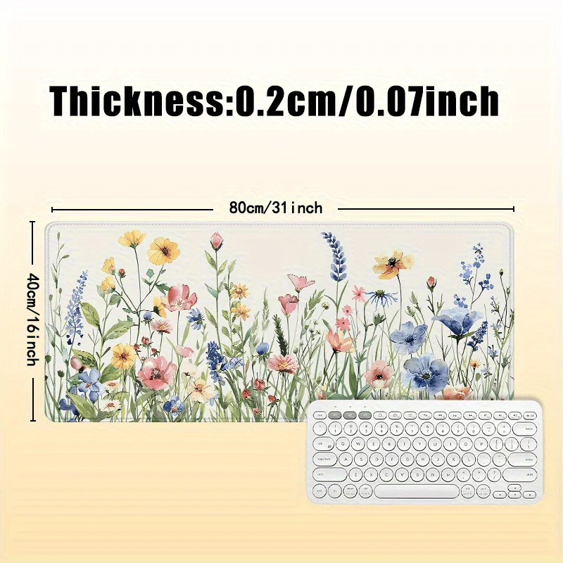 Wildflower Garden Extra Large Desk Mat Non-Slip Rubber Mouse Pad Durable Stitched Edges Office Gaming Mat