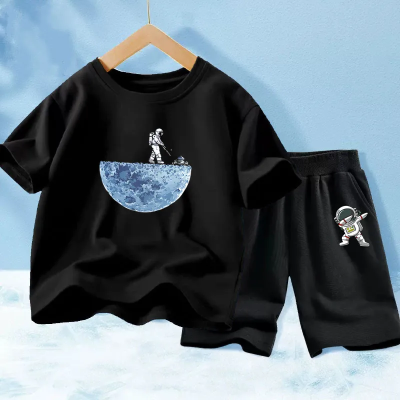 Sommer Baby Jungen Kleidung Set Cartoon Astronaut Print T-shirt Und Shorts Trainingsanzug Mode Kinder Outfit 2025